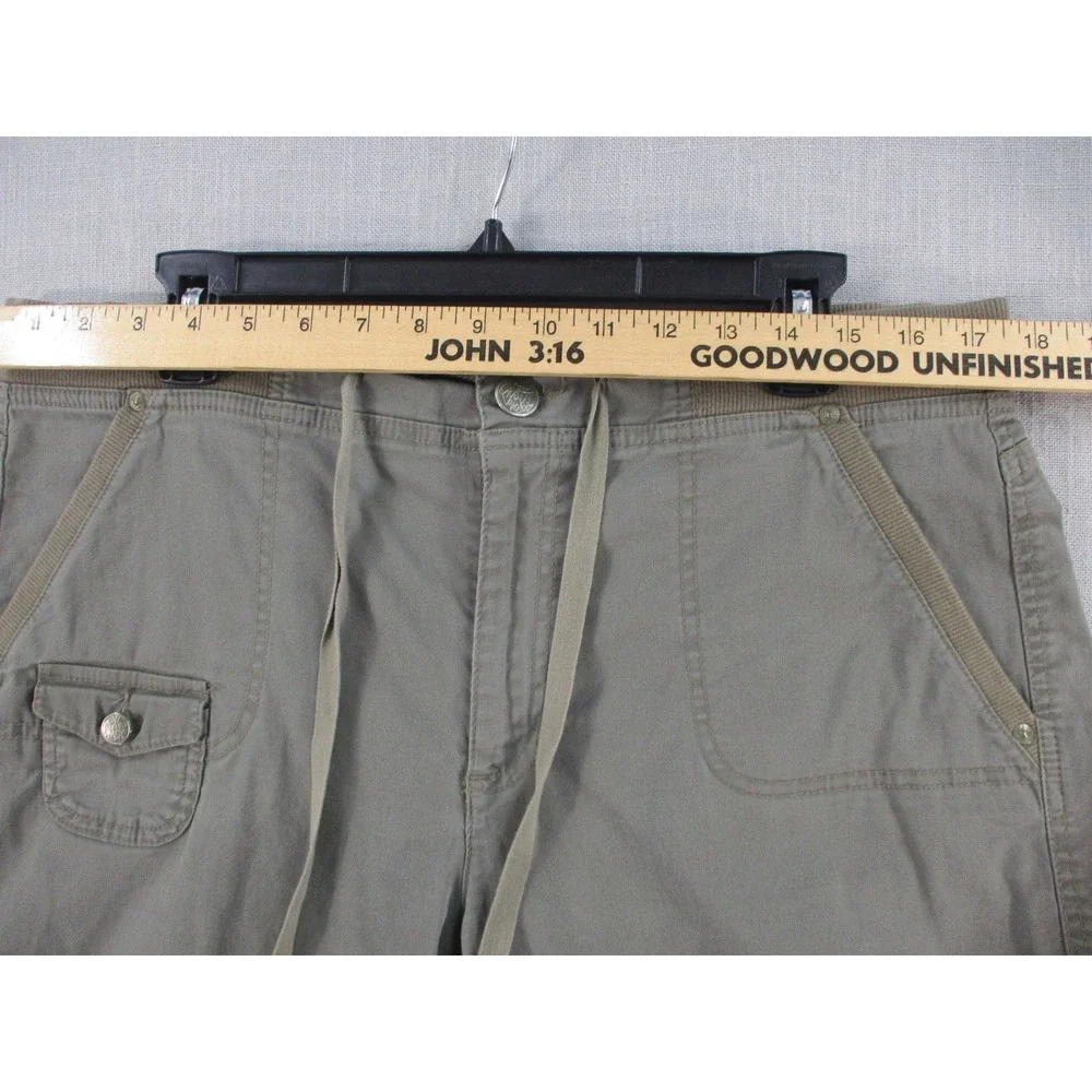 Gloria Vanderbilt Womens Cargo Shorts Olive Green Drawstring Waist Size 14